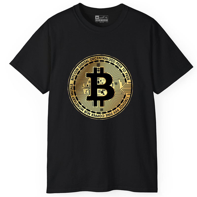 تی شرت آستین کوتاه مردانه پاد آفرین طرح بیت کوین کد 737