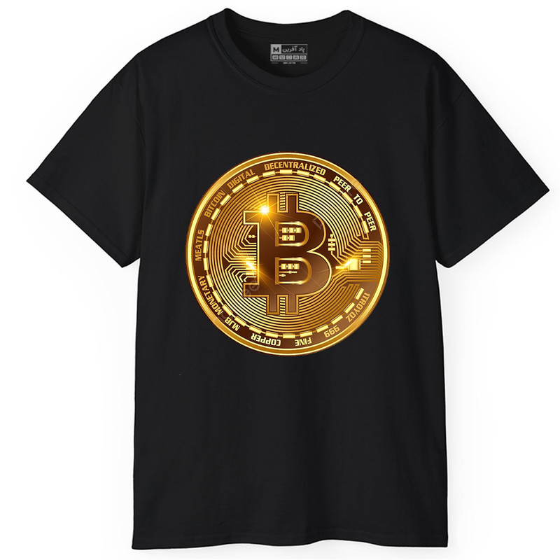 تی شرت آستین کوتاه یقه گرد مردانه پاد آفرین طرح بیت کوین کد 661