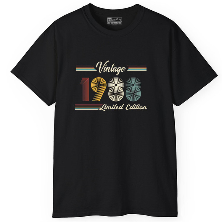 تیشرت آستین کوتاه یقه گرد مردانه پاد آفرین طرح سال میلادی 1988 کد 22