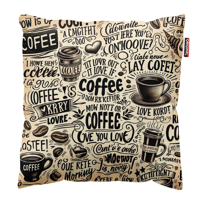 کوسن پاد آفرین طرح قهوه کافی کافه coffee کد 4056 سایز 30*30 سانتی متر