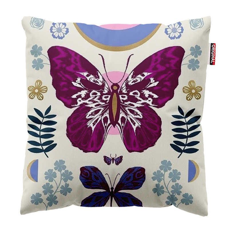 کوسن پاد آفرین طرح پروانه و گل کد 4921 سایز 30*30 سانتی متر