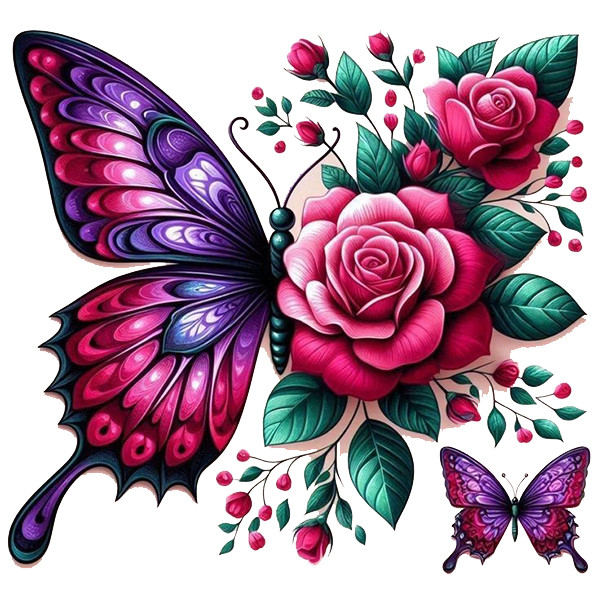 استیکر پارچه و لباس پاد آفرین طرح پروانه و گل کد 1130