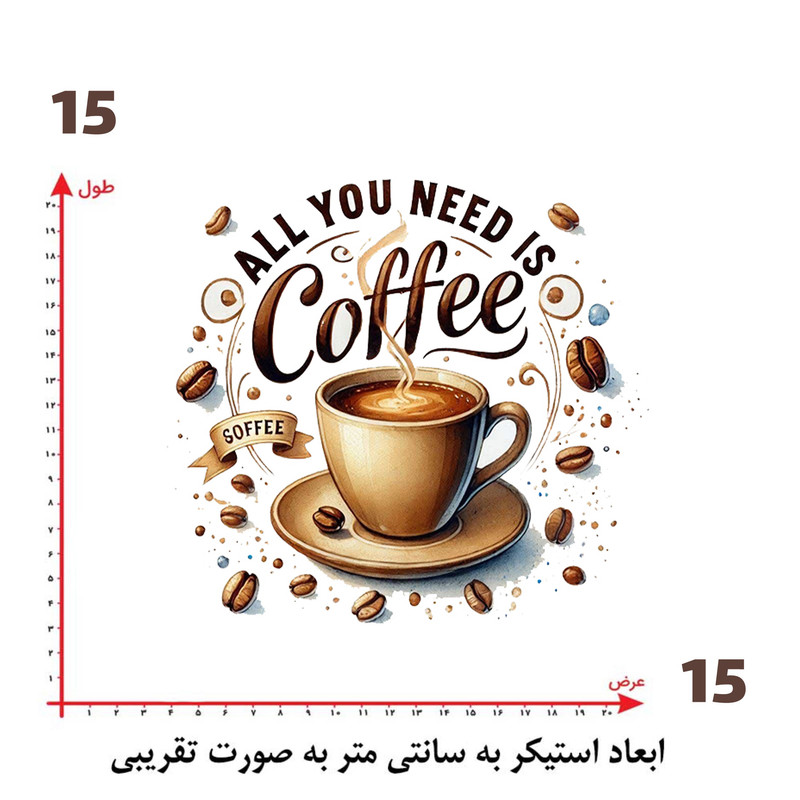 استیکر پارچه و لباس پاد آفرین طرح کافی coffee کد 3639