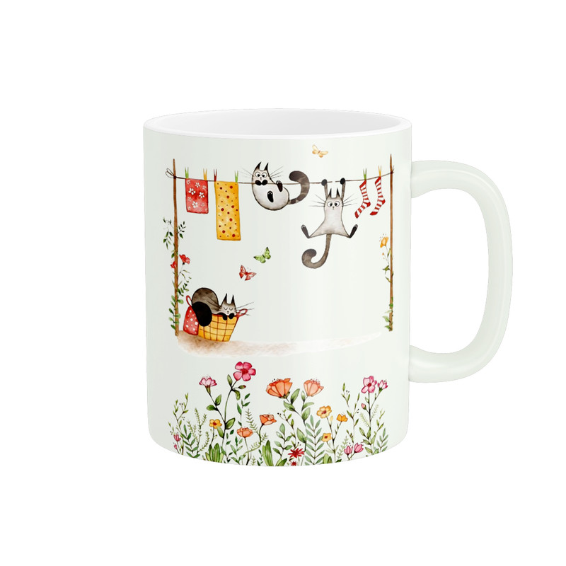 ماگ پادآفرین مدل گربه بازیگوش کد 449
