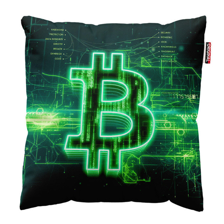 کوسن پاد آفرین مدل بیت کوین تریدر ارز دیجیتال کریپتو فارکس کد PK301889 سایز 30*30 سانتی متر