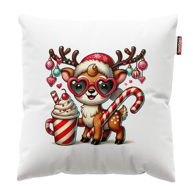 کوسن پاد آفرین مدل کریسمس طرح بابانوئل کاج گوزن آدم برفی کد PK402710 سایز 40*40 سانتی متر