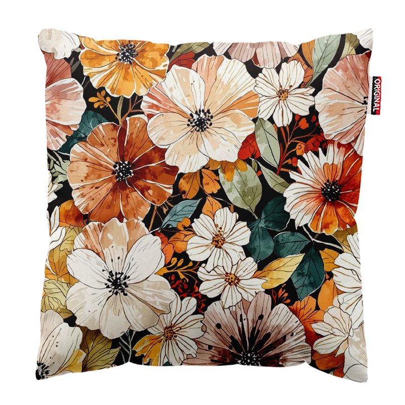 کوسن پاد آفرین مدل فانتزی طرح گل و برگ کد PK402159 سایز 40*40 سانتی متر