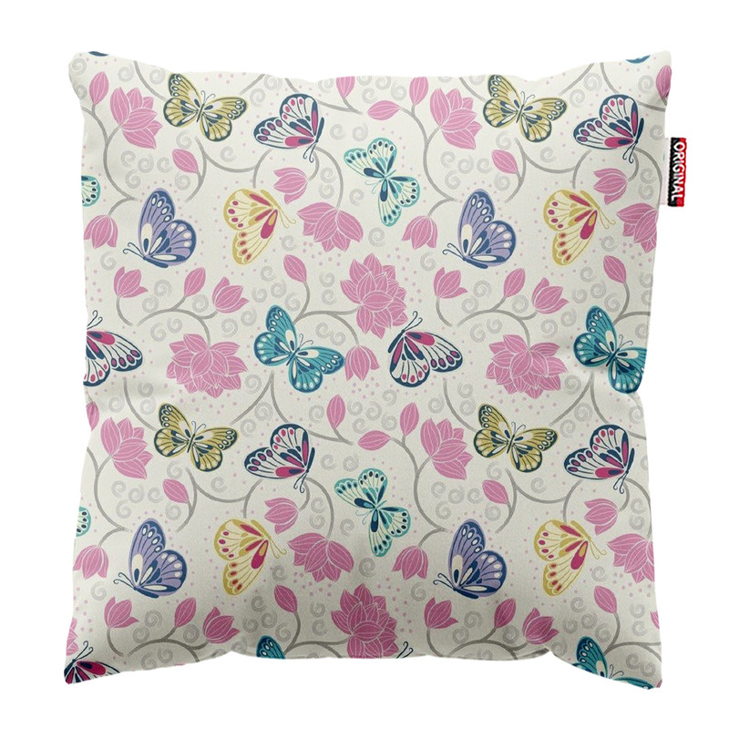 کوسن پاد آفرین طرح پروانه و گل کد 3526 سایز 30*30 سانتی متر