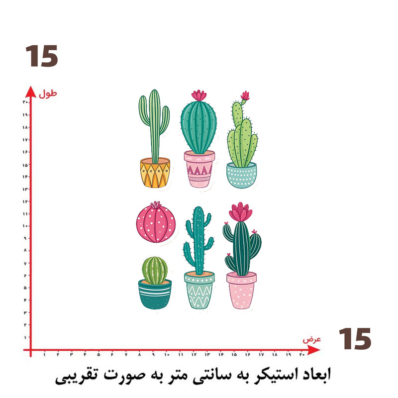 استیکر پارچه و لباس پاد آفرین طرح کارتونی کاکتوس کد 5791