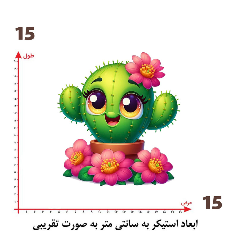 استیکر پارچه و لباس پاد آفرین طرح کاکتوس کارتونی کد 1475