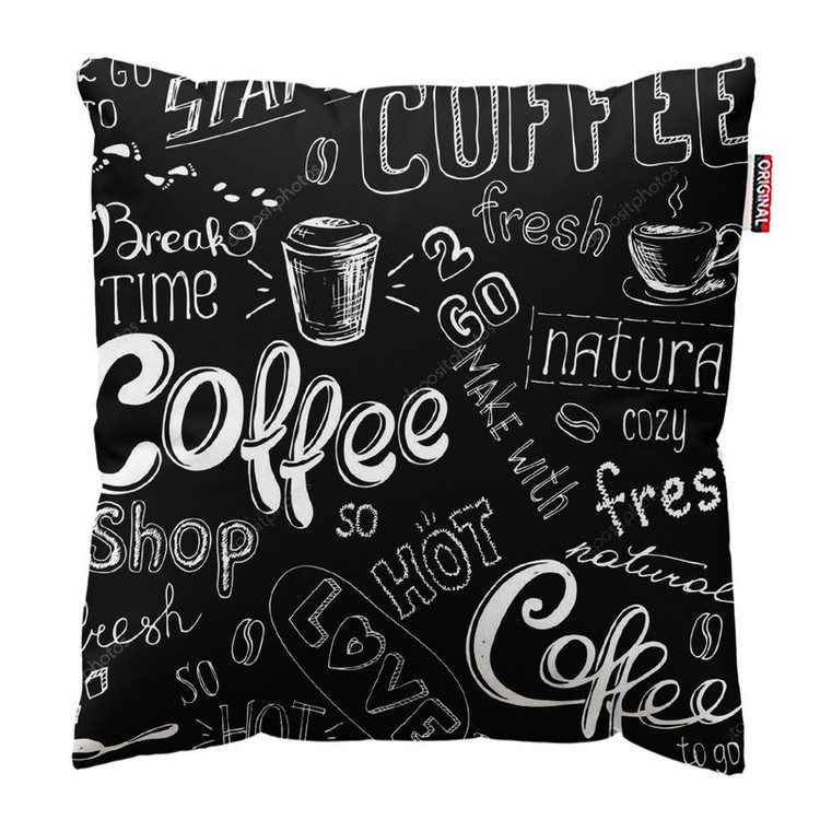 کوسن پاد آفرین طرح قهوه کافی کافه coffee کد 4047 سایز 40*40 سانتی متر