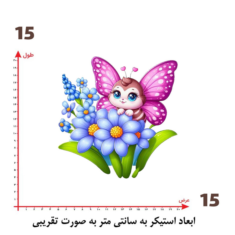 استیکر پارچه و لباس پاد آفرین پروانه و گل کد 5324
