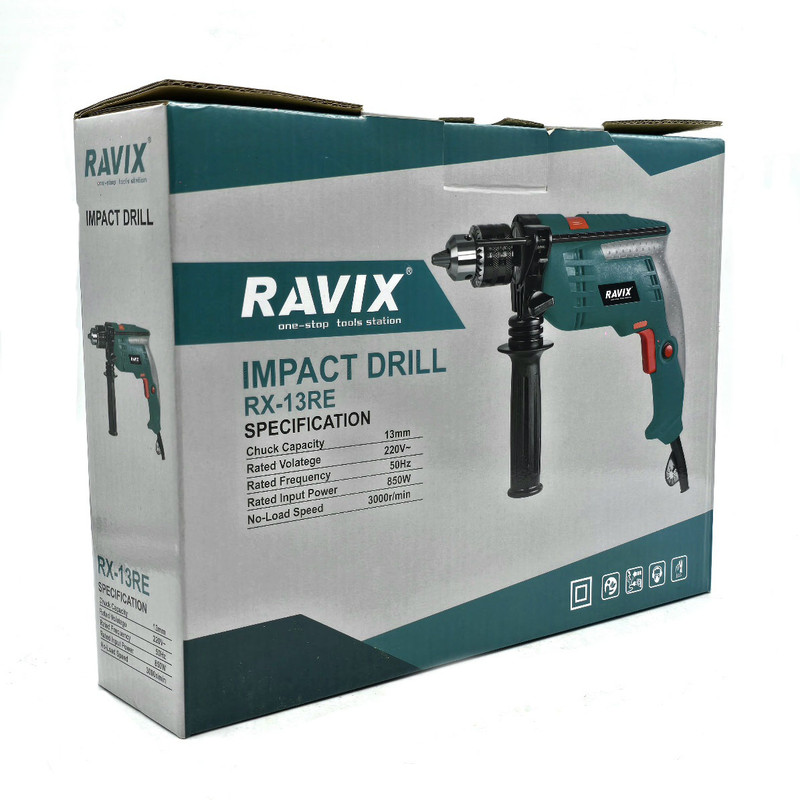 دریل چکشی سه نظام 13 میلی متری 850 وات راویکس مدل RX-13RE-