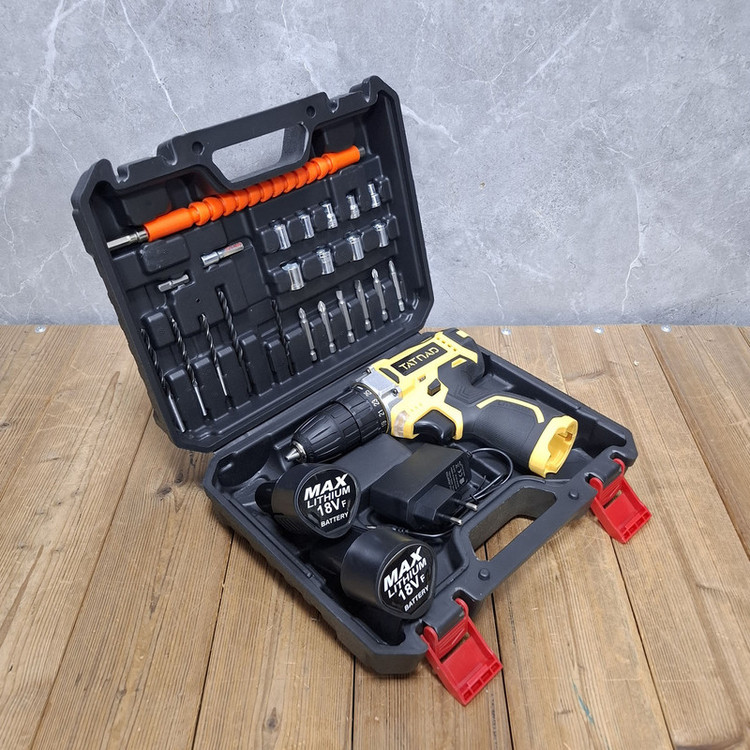دریل پیچگوشتی شارژی سهنظام خودکار 10 میلیمتری 18 ولت تات ناد مدل 18V کد 22 مجموعه 29 عددی