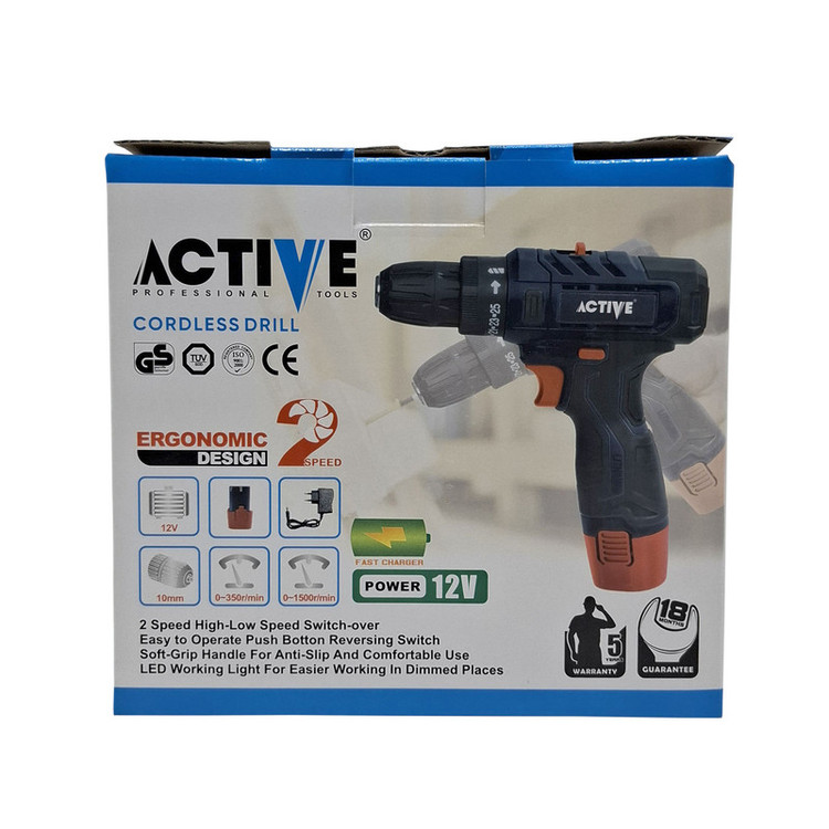دریل پیچ گوشتی شارژی 10 میلی متری 12 ولت اکتیو تولز مدل AC-3232