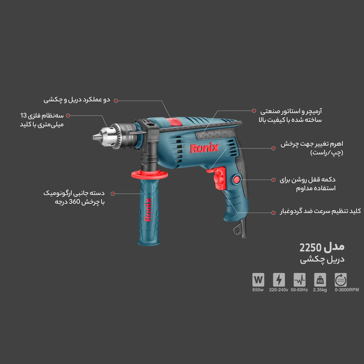 دریل چکشی رونیکس مدل 2250
