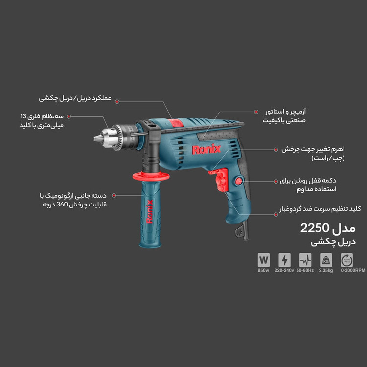 دریل چکشی رونیکس مدل 2250