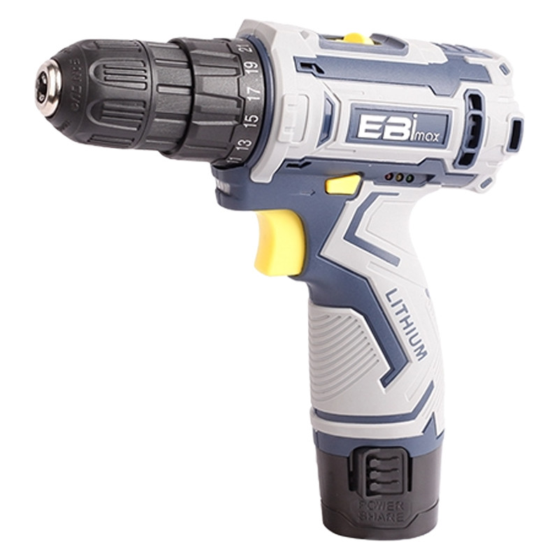 دریل پیچ گوشتی شارژی 10میلیمتری 12ولت ابی مکس مدل EM-12V مجموعه 24 عددی