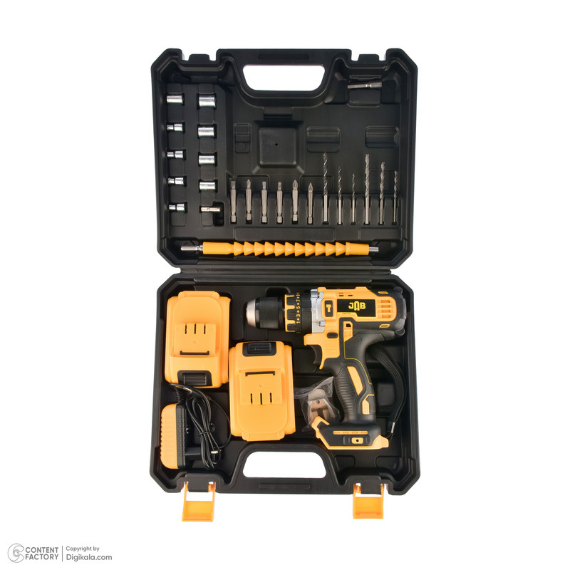 دریل پیچ گوشتی چکشی شارژی جاب مدل JB-48 VF مجموعه 29 عددی