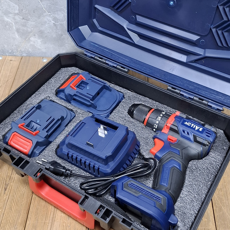 دریل چکشی شارژی براشلس 10میلی متری 21 ولت اکتیو تولز مدل 21V/7821