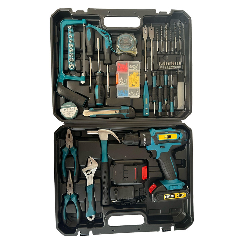 دریل پیچ گوشتی شارژی جاب مدل JB-8080 YL مجموعه 190 عددی