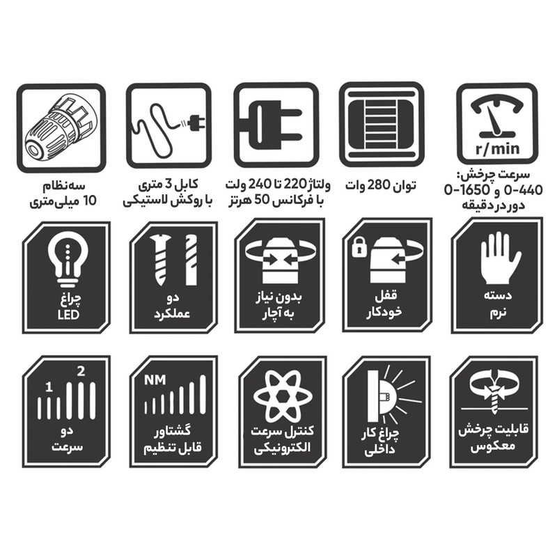دریل پیچ گوشتی کنزاکس مدل KDD-1280