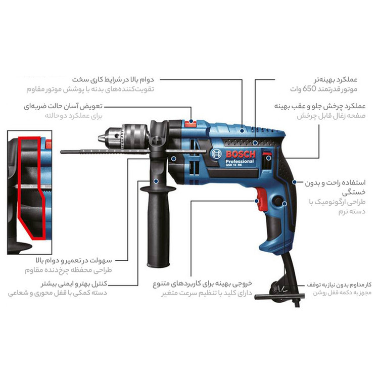 دریل چکشی بوش مدل GSB 13 RE +15 Extra