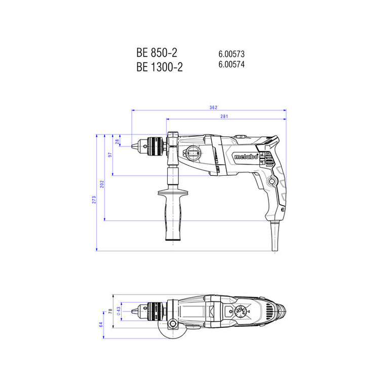 دریل گیربکسی متابو مدل BEV 1300-2
