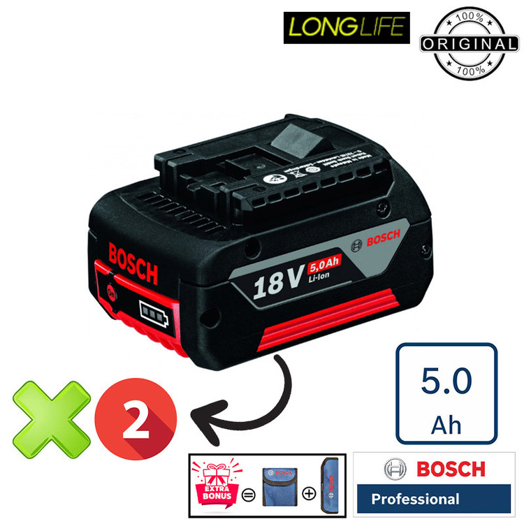 دریل پیچ گوشتی شارژی چکشی 13 میلی متری 18 ولت بوش مدل GSB 18 V 110 C / EC Motor (5 AH)