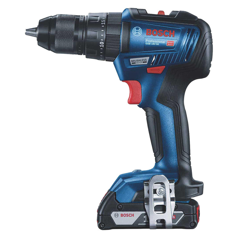 دریل پیچ گوشتی شارژی چکشی بوش مدل فوق حرفه ای GSB 18V-50 Brushless + 2 Extra
