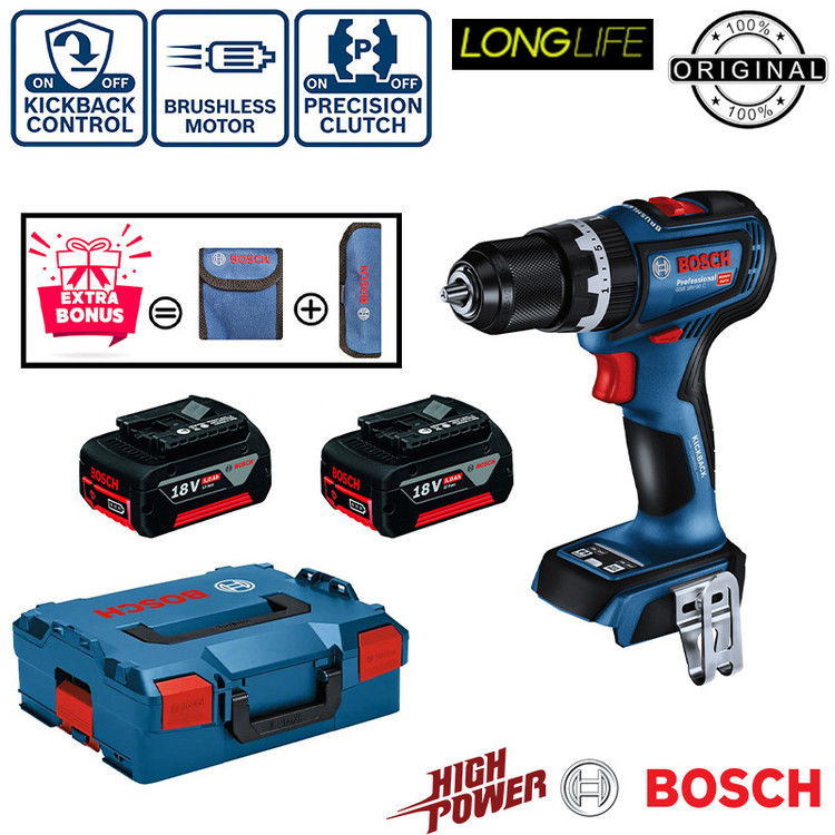 دریل پیچ گوشتی شارژی چکشی بوش مدل فوق هوشمند GSB 18V-90 C Mototr Brushless