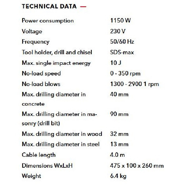 دریل تخریب فلکس مدل CHE 5-40 SDS-max