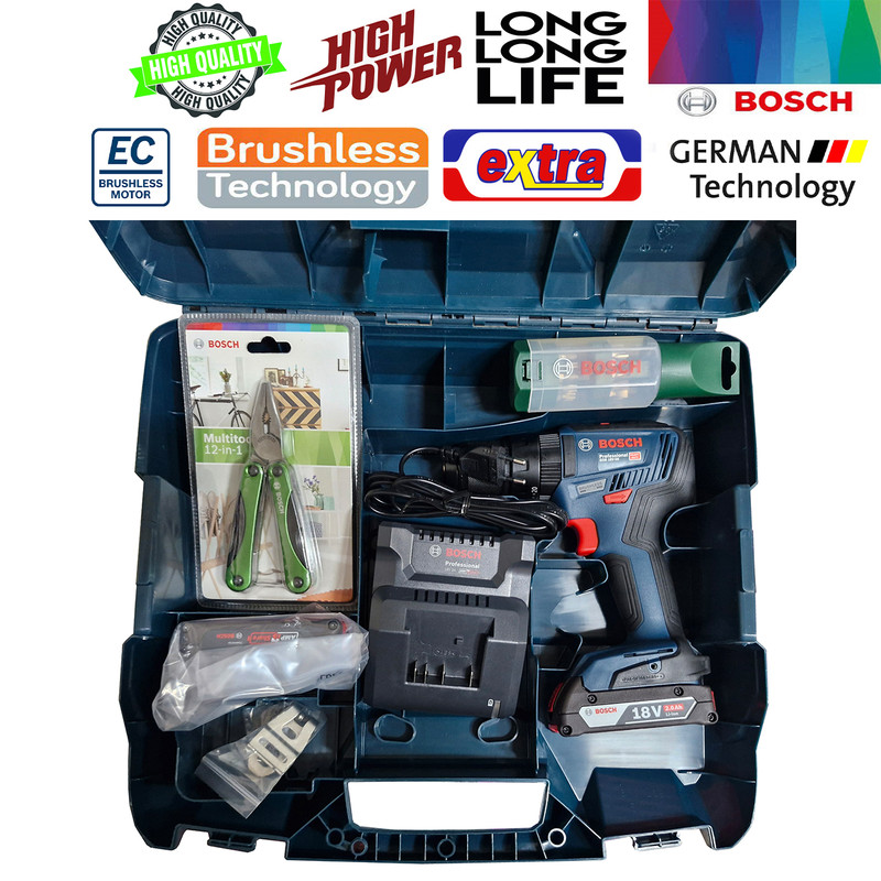 دریل پیچ گوشتی چکشی شارژی بوش مدل براشلس GSB 18V-50 +2 Extra