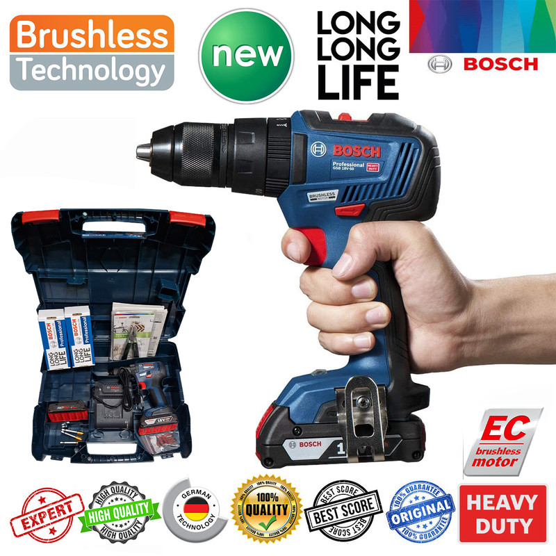 دریل شارژی چکشی بوش مدل براشلس هوشمند کد New GSB 18V-50