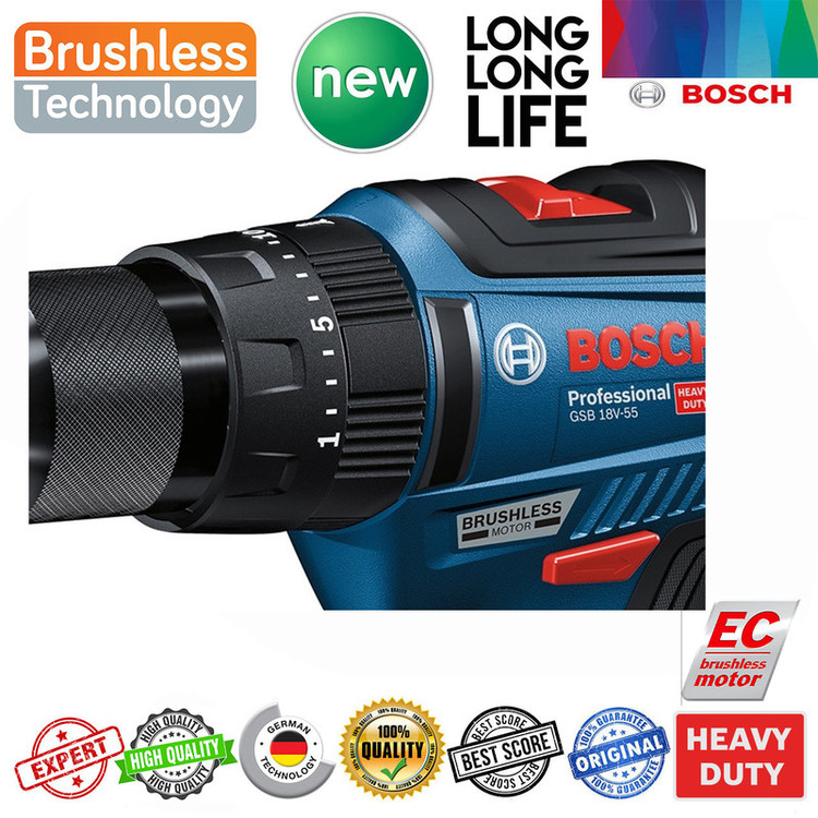 دریل شارژی چکشی بوش مدل براشلس هوشمند کد New GSB 18V-50