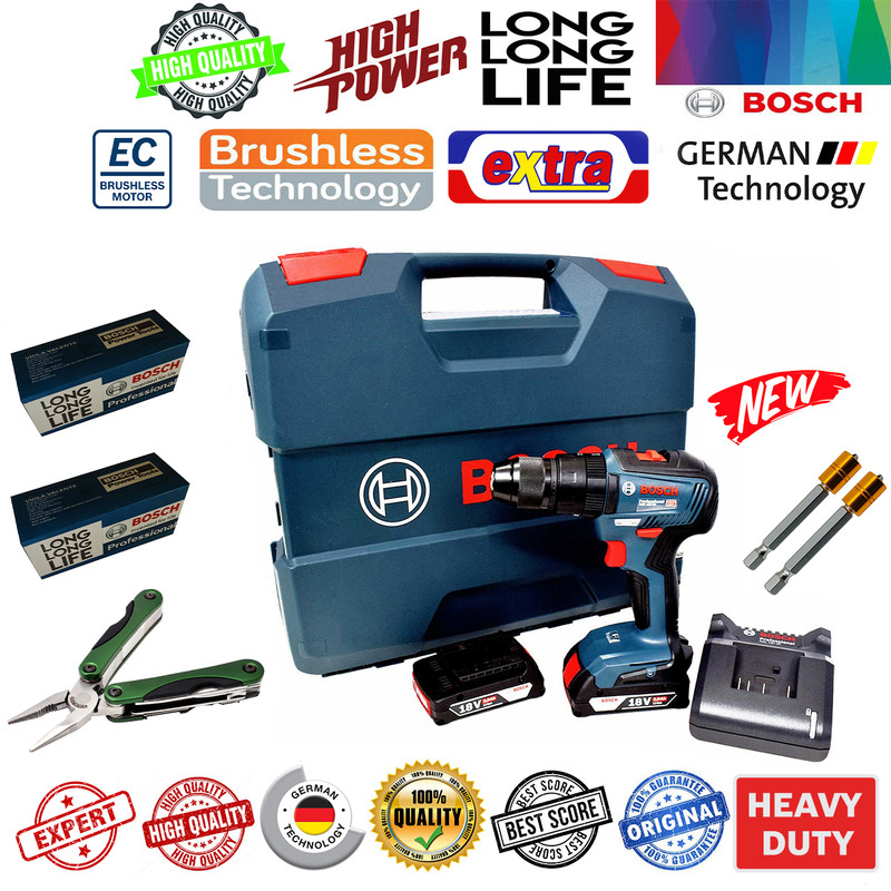 دریل شارژی چکشی بوش مدل براشلس هوشمند کد New GSB 18V-50