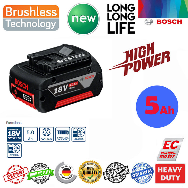 دریل شارژی چکشی بوش مدل GSB 18V-50 EC Motor 5َAh + 4 Extra