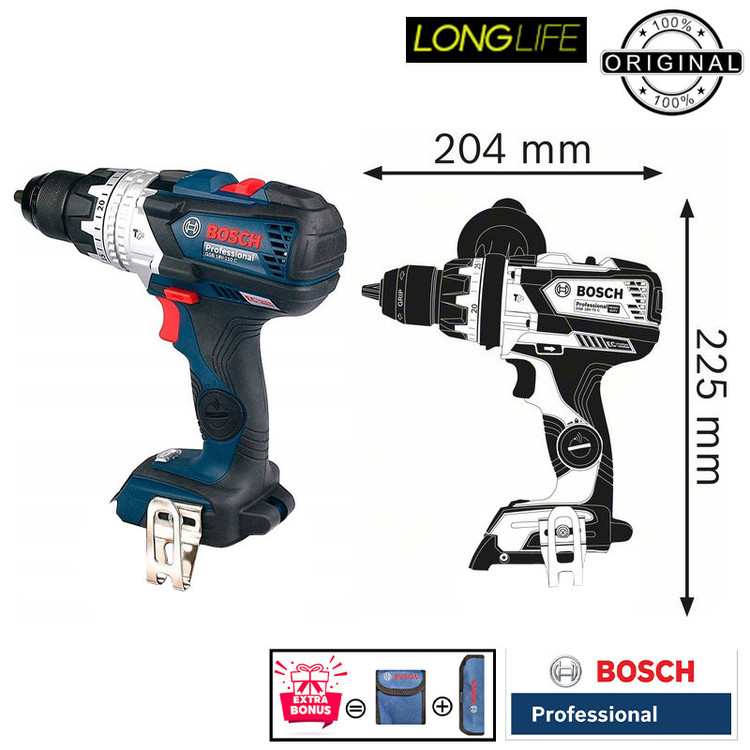دریل پیچ گوشتی شارژی چکشی 13 میلی متری 18 ولت بوش مدل GSB 18V-110 C Brushless