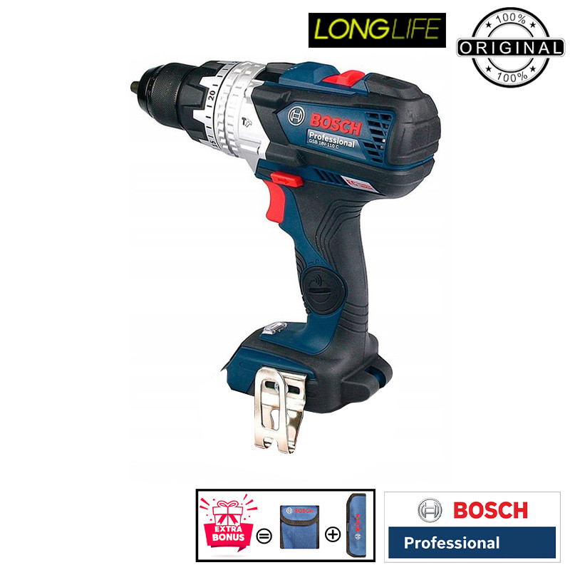 دریل پیچ گوشتی شارژی چکشی 13 میلی متری 18 ولت بوش مدل GSB 18V-110 C Brushless
