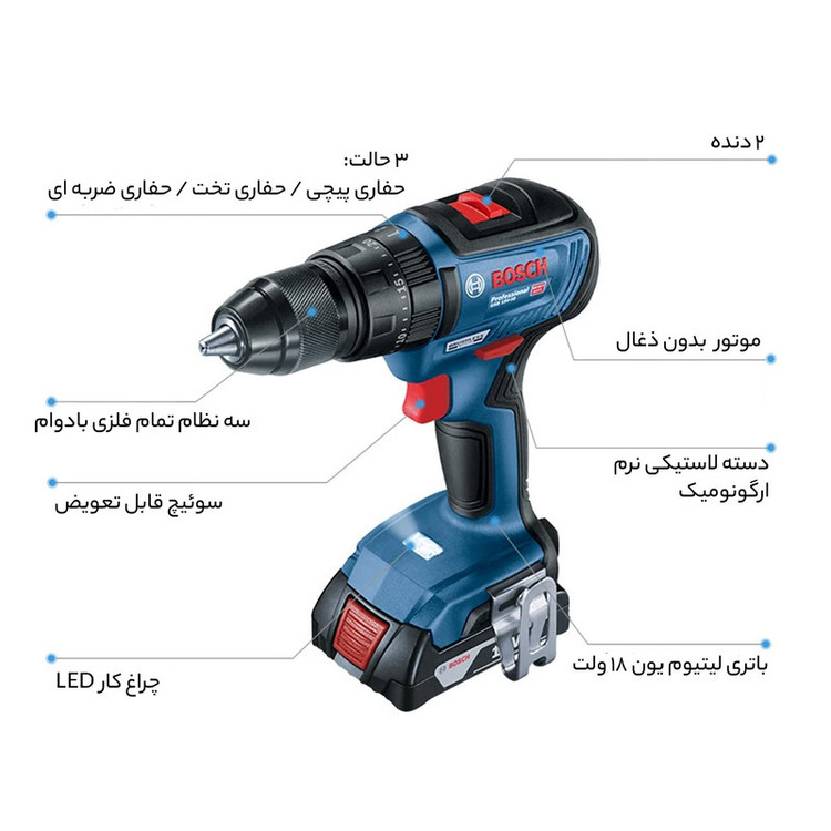 دریل شارژی چکشی بوش مدل GSB 18V-50 Brushless