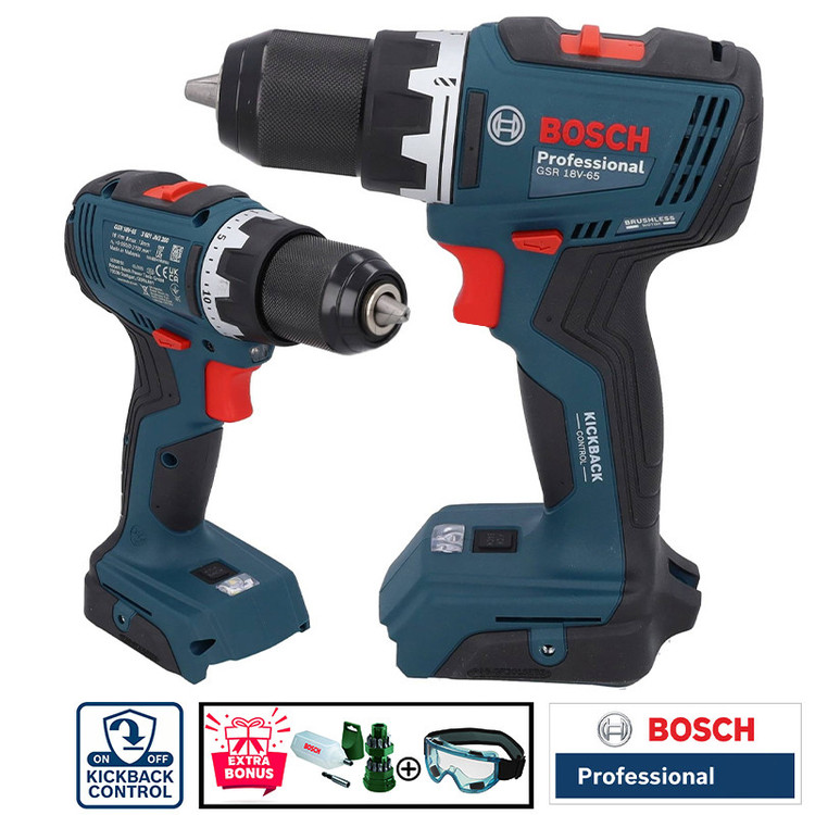 دریل پیچ گوشتی شارژی چکشی 13 میلی متری 18 ولت بوش مدل GSB 18 V 65 / EC Motor (2 AH)
