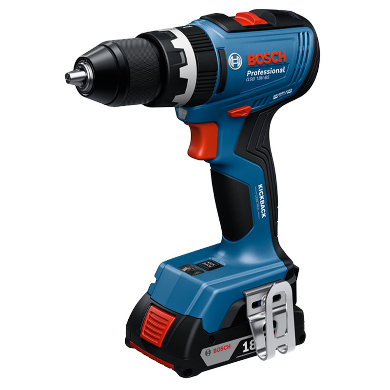 دریل چکشی شارژی 13 میلی متری 18 ولت بوش  مدل فوق حرفه ای کد GSB 18V-65 2Extra