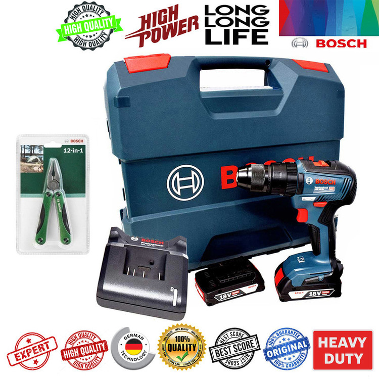 دریل شارژی چکشی بوش مدل حرفه ای بدون ذغال GSB 18 V-50 + 1 Extra