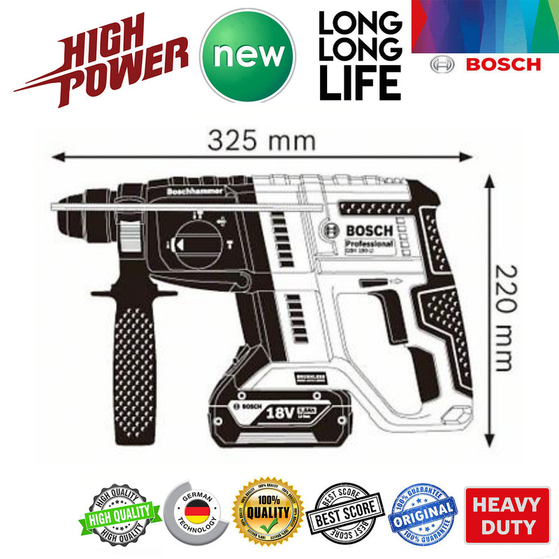 دریل چکشی شارژی بوش مدل حرفه ای هوشمند GBH 180 LI - Brushless 4 Ah