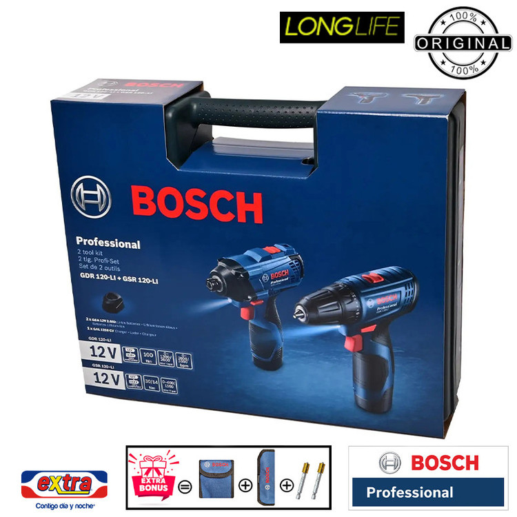 مجموعه دو عددی دریل و بکس شارژی بوش مدل فوق حرفه ای GDR 120 LI + GSR 120 LI