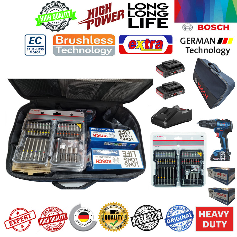 دریل شارژی چکشی بوش مدل GSB 18 V 50 + 3 Extra Brushless