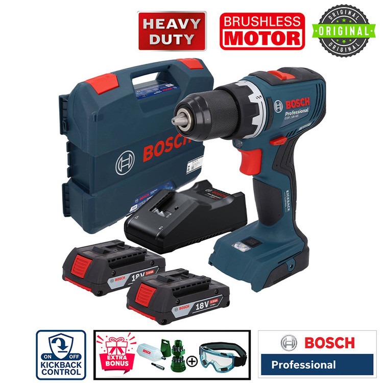 پیچ گوشتی شارژی چکشی 13 میلی متری 18 ولت بوش مدل هوشمند کد GSB 18 V-65 Brushless Motor