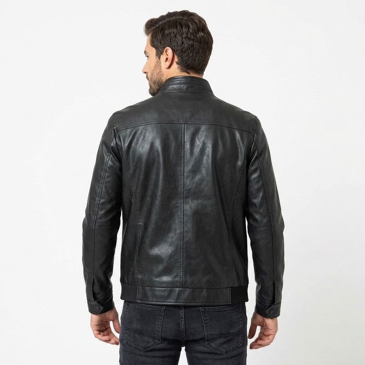 کاپشن بلند مردانه چرم مصنوعی مدل R6900