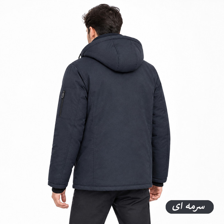 کاپشن بلند مردانه کلاه دار مدل Vantor کد M6005
