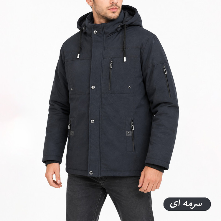 کاپشن بلند مردانه کلاه دار مدل Vantor کد M6005
